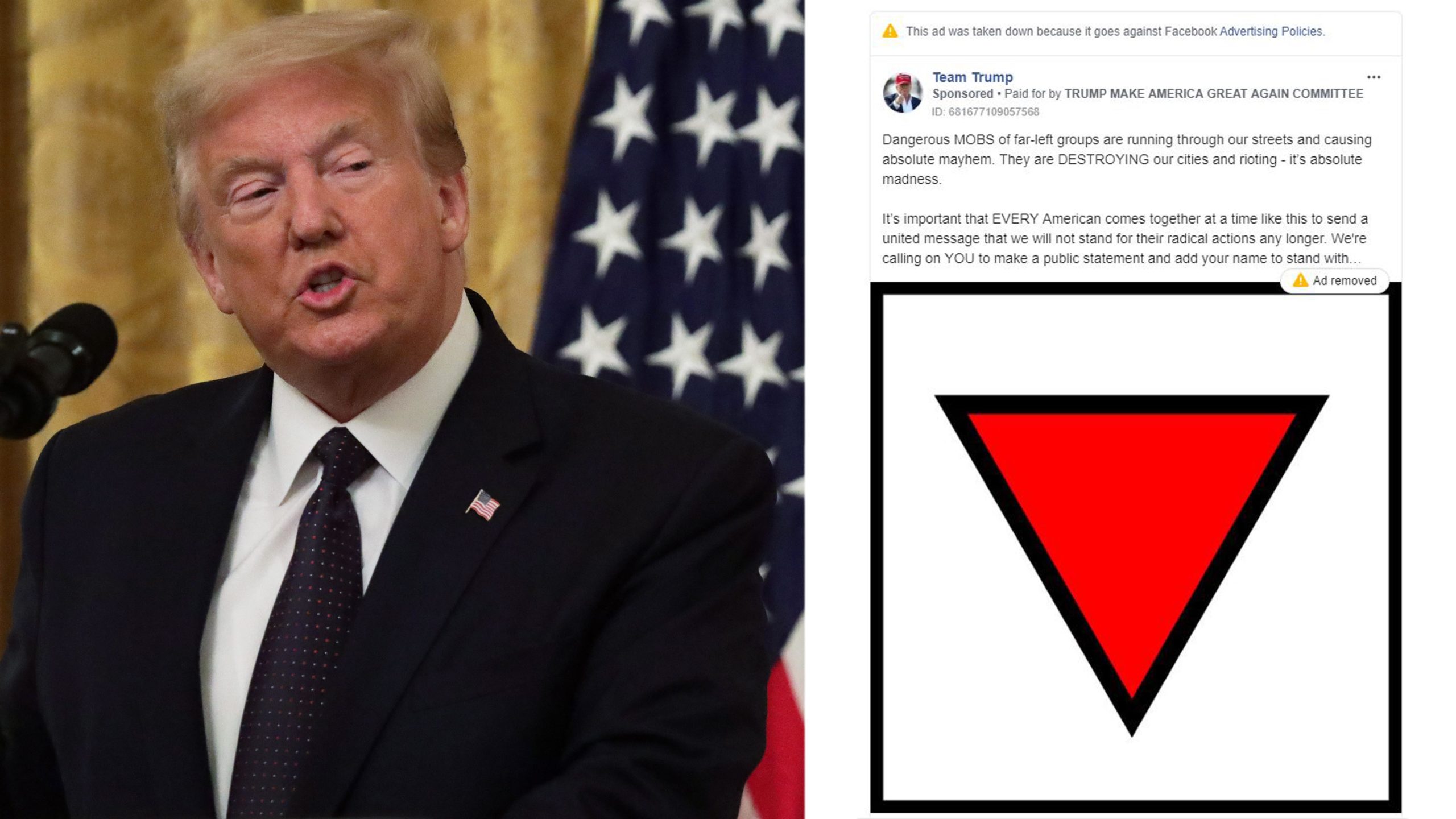 Facebook Removes Trump Ads With Symbol Once Used By Nazis To Designate